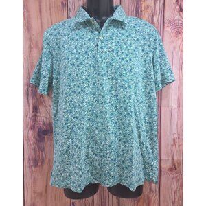 Untuckit Mens Large Green Floral Polo Large NWOT Peruvian Pima Cotton